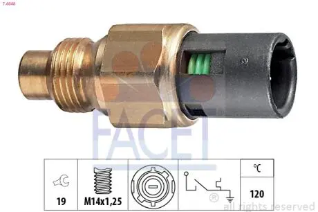 74048 Датчик температури (Покажчик/120°C) RENAULT 19 88-95/KANGOO 97-08 1.4i/TRAFIC 89-97 2.2 FACET 7.4048 FACET підбір по vin на Brocar