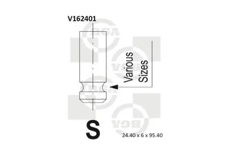 V162401 Клапан випуск. i30/ACCENT/SANTA/SONATA/TUCSON/CARENS/CEED/ MAGENTIS 1.5-2.2CRDi 01- BGA V162401 BGA підбір по vin на Brocar