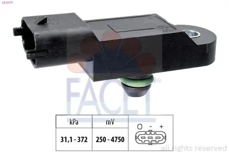 103177 Датчик давления наддува Renault Laguna/Master/Megane/Trafic/Scenic 1.6-3.0 05- FACET 10.3177 FACET подбор по vin на Brocar