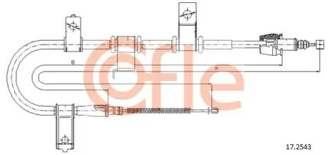 172543 Трос ручного гальма зад. Gets 5doors 03-Пр. (барабан / крім CRDi) (1620/1373) COFLE 17.2543 COFLE підбір по vin на Brocar