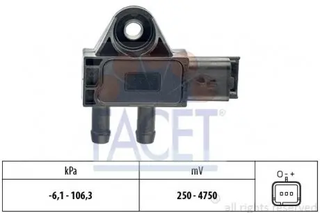 103271 Датчик тиску вихлопних газів BERLINGO, C3, C4, C5, PICASSO 1.4D-3.0D 02- FACET 10.3271 FACET підбір по vin на Brocar