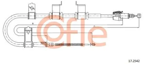 172542 Трос ручного гальма зад. Gets 5doors 03-Л. (барабан / крім CRDi) (1610/1363) COFLE 17.2542 COFLE підбір по vin на Brocar