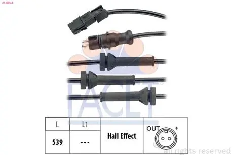 210054 Датчик ABS MEGANE II, SCENIC II, GRAND SCENIC II 1.4-2.0 02-05 передн Л/Пр FACET 21.0054 FACET подбор по vin на Brocar