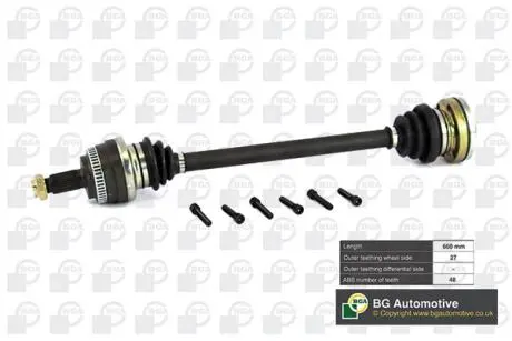 DS0900R Піввісь BMW 1(E81/F20)/3 (E90) 04 - дв.N47D20 / N52B30 (27z/660mm +ABS 48z) Пр. BGA DS0900R BGA підбір по vin на Brocar