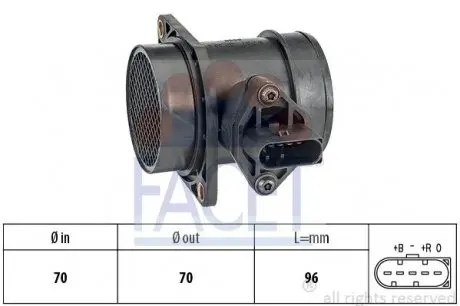 101441 Витратомір повітря (5 конт.) AUDI A4/VW GOLF IV/SKODA OCTAVIA 1.8T 96-10 FACET 10.1441 FACET підбір по vin на Brocar