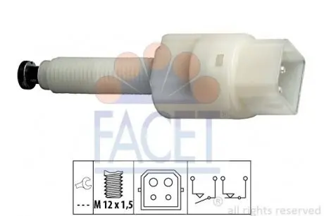 71126 Датчик стоп-сигналу Audi A4/A6/A8/ Skoda Superb/ VW Passat 1.6-6.0 94-08 FACET 7.1126 FACET подбор по vin на Brocar