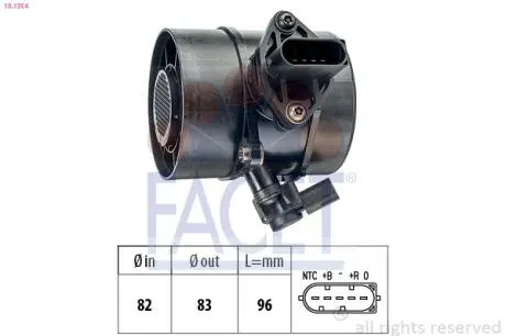 101354 Витратомір повітря MERCEDES C,E-class (W203/W204/W211 2.1-3.2CDI 02-10 FACET 10.1354 FACET підбір по vin на Brocar