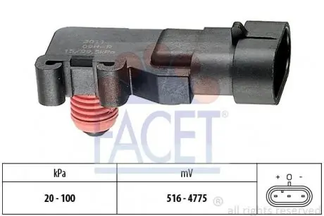 103011 Датчик тиску наддуву (3 конт.) EPICA/NUBIRA/ASTRA/COMBO 1.4-3.5 92- FACET 10.3011 FACET підбір по vin на Brocar