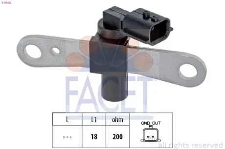 90658 Датчик коленвала Renault MEGANE III/ Dacia LOGAN 1.6/1.6ALK/1.6LPG 06- FACET 9.0658 FACET подбор по vin на Brocar