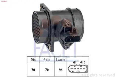 101439 Расходомер воздуха (5конт.) AUDI A4/ A6/SKODA OCTAVIA 1.6/1.8T 96-10 FACET 10.1439 FACET подбор по vin на Brocar