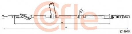 174045 Трос ручного тормоза зад. ACCORD 03- Л. (1769/1565) (диск. тормоза) COFLE 17.4045 COFLE підбір по vin на Brocar
