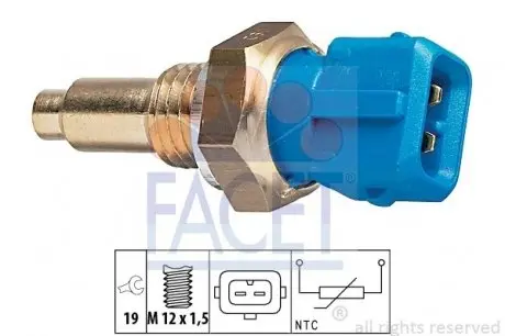 73143 Датчик температуры OPEL ASTRA F/ VECTRA A/B 1.8i 16V/2.0i 16V 94-01 FACET 7.3143 FACET подбор по vin на Brocar