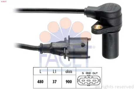 90631 Датчик коленвала Fiat PUNTO,BRAVA,BRAVO/Lancia KAPPA 1.9D/2.4D 96- FACET 9.0631 FACET подбор по vin на Brocar
