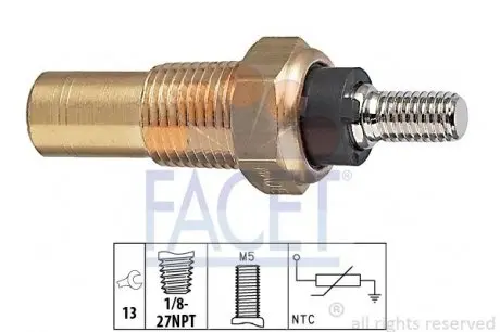 73082 Датчик температуры Ford Escort/Fiesta/Orion/Transit 1.1-3.0 83-99 FACET 7.3082 FACET подбор по vin на Brocar