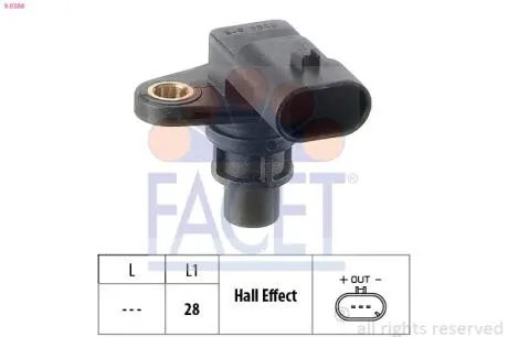 90388 Датчик розподілвалу Opel Zafira/Insignia A/Astra H/J 1.9-2.4 03- FACET підбір по vin на Brocar