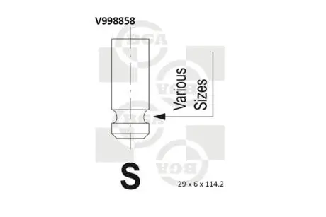 V998858 Клапан двигуна BGA підбір по vin на Brocar