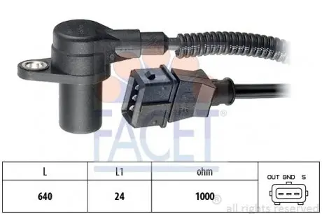 90301 Датчик коленвала JUMPER/DUCATO/ Iveco DAILY III/BOXER 2.8D 99- FACET 9.0301 FACET подбор по vin на Brocar