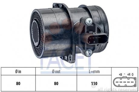 101191 Расходомер воздуха Caddy 2.0TDI 07-10/LT 2.8TDI/T5 2.5TDI 03- FACET 10.1191 FACET подбор по vin на Brocar