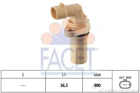 90379 Датчик колінвала Fiat DOBLO, PUNTO, SEDICI 1.8/1.9D/2.4D 99- FACET підбір по vin на Brocar