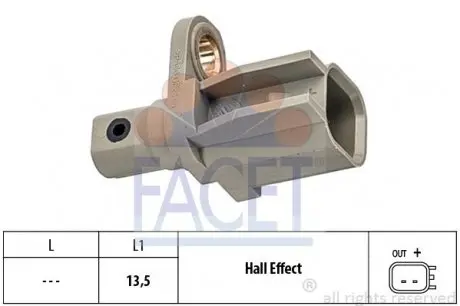 210136 Датчик ABS задн. Л./Пр. VOLVO C70/S40/S60/S80/XC60/XC70 06- FACET 21.0136 FACET підбір по vin на Brocar