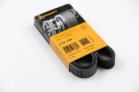6PK1138 Ремень генератора VW Caddy/T5 1.9TDI/2.0SDI 04-10/Renault Laguna/Megane/Trafic 1.9dTi/dCi 96-01 CONTITECH підбір по vin на Brocar