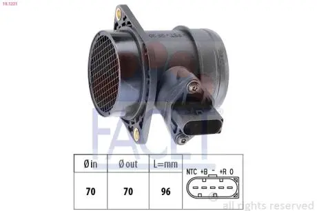 101221 Витратомір повітря (5 конт.) VW T5/Golf IV 1.6-4.2 95-15 FACET 10.1221 FACET підбір по vin на Brocar