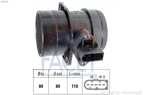 101213 Расходомер воздуха (5 конт.) VW GOLF IV/PASSAT 2.3 96-06 FACET 10.1213 FACET подбор по vin на Brocar