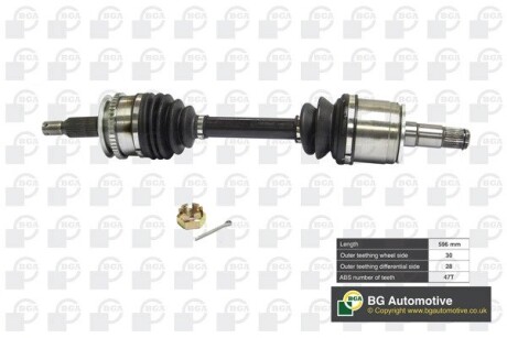 DS6101L Полуось Mitsubishi L200 2.5d 06- (30/28 +ABS 47z) 596mm Л. BGA DS6101L BGA подбор по vin на Brocar