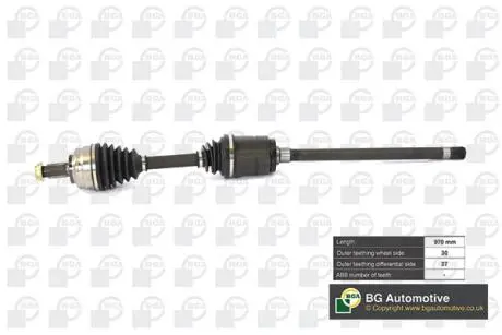 DS0911RA Піввісь BMW X5(E53) 3.0 d / 3.0-4.8 i 00-06 (30/27 970mm) Пр. BGA DS0911RA BGA підбір по vin на Brocar