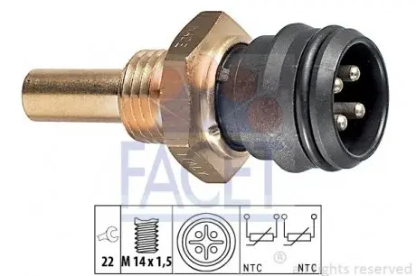 73151 Датчик температури MB W201/W124/ W126/W140 1.8-5.5 82-01 FACET 7.3151 FACET підбір по vin на Brocar