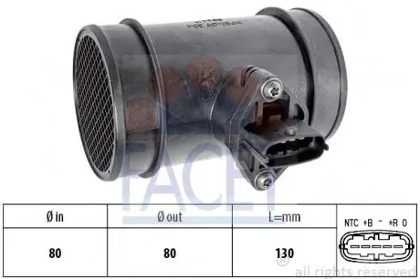 101034 Витратомір повітря (5 конт.) JUMPER/ DUCATO 2.2-3.2 97- FACET 10.1034 FACET підбір по vin на Brocar