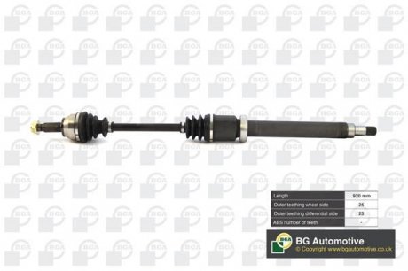 DS2304R Полуось Ford Fiesta/Fusion 1.0-1.6 02- (25/23) 930mm Пр. BGA DS2304R BGA подбор по vin на Brocar