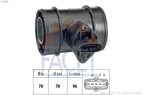 101290 Расходомер воздуха (5 конт.) OPEL ASTRA G 2.2DTI 02-05 FACET 10.1290 FACET подбор по vin на Brocar