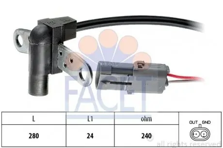 90023 Датчик коленвала Renault 19,LAGUNA, MEGANE 1.2-2.0 88- FACET 9.0023 FACET підбір по vin на Brocar