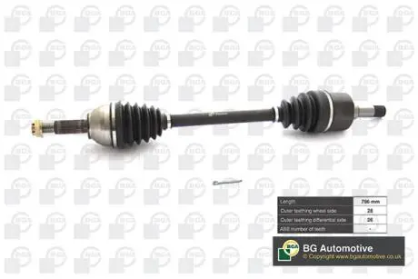 DS2353L Полуось Transit 2.0TDCi 00-06 (28/26 +ABS 48z) 797mm Л. BGA DS2353L BGA підбір по vin на Brocar