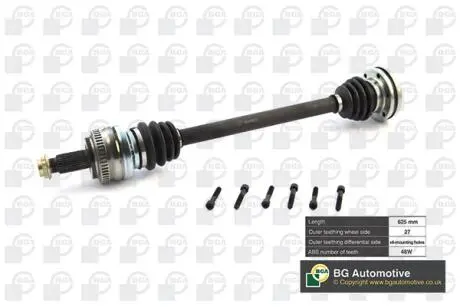DS0912L Піввісь BMW 3 (E36) 90-00 Лев. (27нар.) (625mm 48 зубів) BGA DS0912L BGA підбір по vin на Brocar