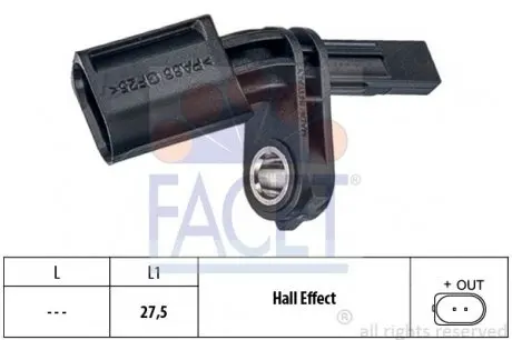210006 Датчик ABS перед./зад. T5 03- /Caddy 03- перед. Пр. FACET 21.0006 FACET подбор по vin на Brocar