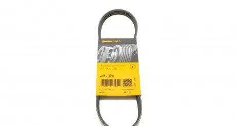 4PK673 Ремінь генератора Hyundai i10/i20/i30 1.1/1.6CRDi 08-13/Fiat Doblo/Punto/Stilo 1.2/1.4 01- CONTITECH підбір по vin на Brocar