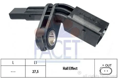 210007 Датчик ABS перед./зад. T5 03- /Caddy 03- перед. Л. FACET 21.0007 FACET подбор по vin на Brocar