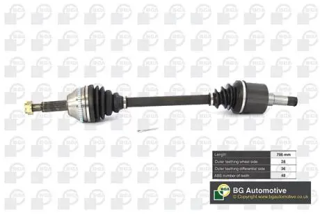 DS2351LA Піввісь Ford Transit 06-12 2.2 TDCi (28/36) 978mm Л. BGA DS2351LA BGA підбір по vin на Brocar