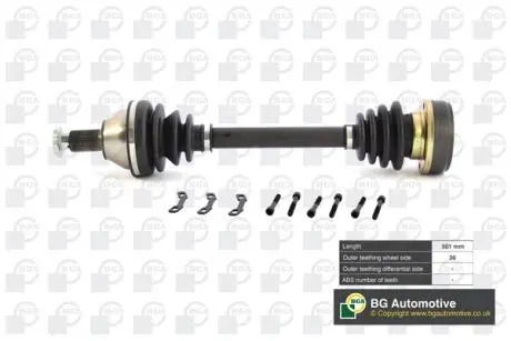 DS9627L Полуось Fabia/Roomster 1.2-1.9 00-16 (36z/501mm) Л. BGA DS9627L BGA подбор по vin на Brocar