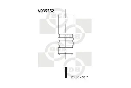 V035552 Клапан випуск. ESCORT/MONDEO/FIESTA 1.8/2.0i 92-00 BGA V035552 BGA підбір по vin на Brocar