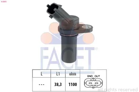 90681 Датчик обертів коленвала Ducato/Daily 2.3JTD 02- FACET 9.0681 FACET підбір по vin на Brocar
