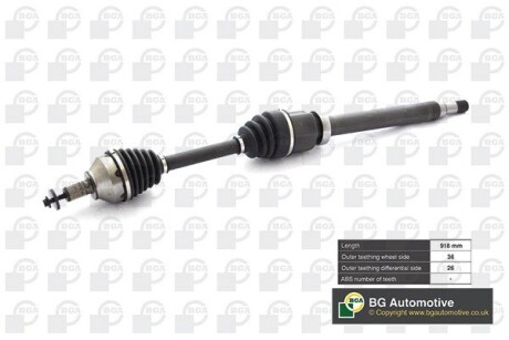 DS2332R Піввісь Focus / C-Max 2.0 TDCi 04-12 (26/36)918mm Пр. BGA DS2332R BGA підбір по vin на Brocar