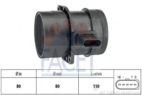101357 Расходомер воздуха VW T5/Golf VI 2.0D/2.5D 03- FACET 10.1357 FACET подбор по vin на Brocar