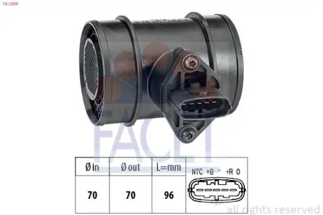 101289 Витратомір повітря Combo 1.3-1.7 CDTi 16V 03&gt; FACET 10.1289 FACET підбір по vin на Brocar
