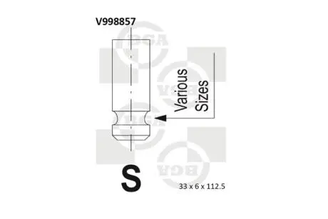 V998857 Клапан двигуна BGA підбір по vin на Brocar