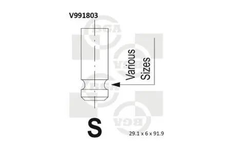 V991803 Клапан впуск. ACCENT/RIO/CERATO 1.4/1.6i 02- BGA V991803 BGA подбор по vin на Brocar