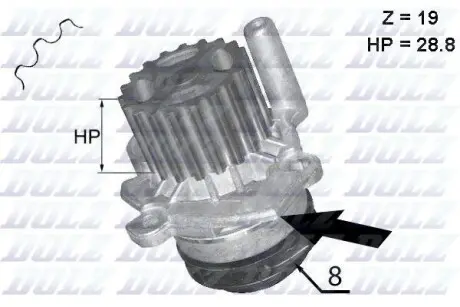 A224 Насос водяний (вир-во Dolz) DOLZ підбір по vin на Brocar