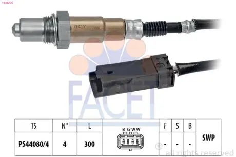 108205 Лямбда-зонд Citroen C3 12-/C4 14- 1.2 FACET 10.8205 FACET підбір по vin на Brocar